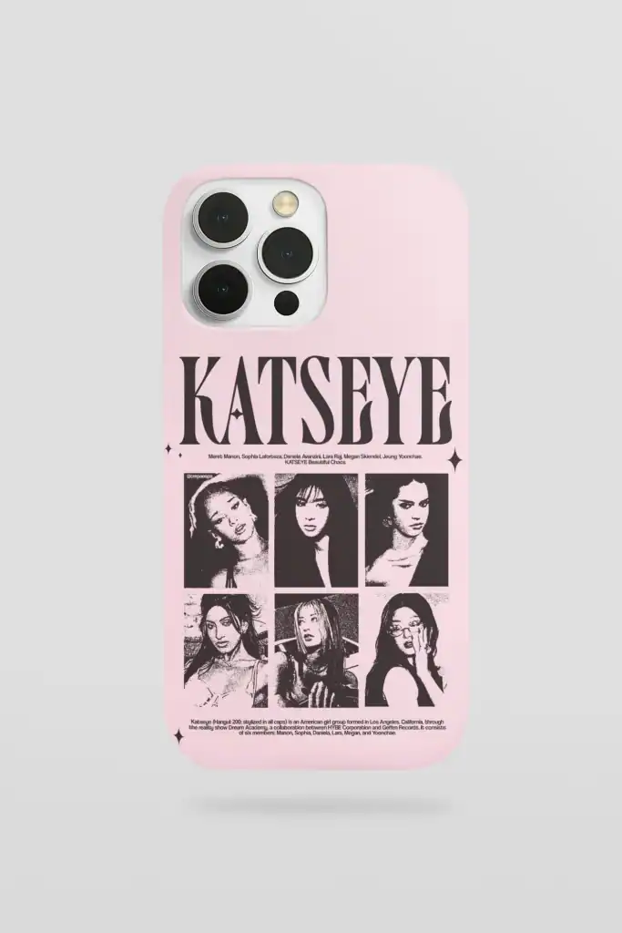pink Katseye Phone Case with band members design made of TPU silicone for iPhone, Samsung, Google, Huawei, Xiaomi etc phones